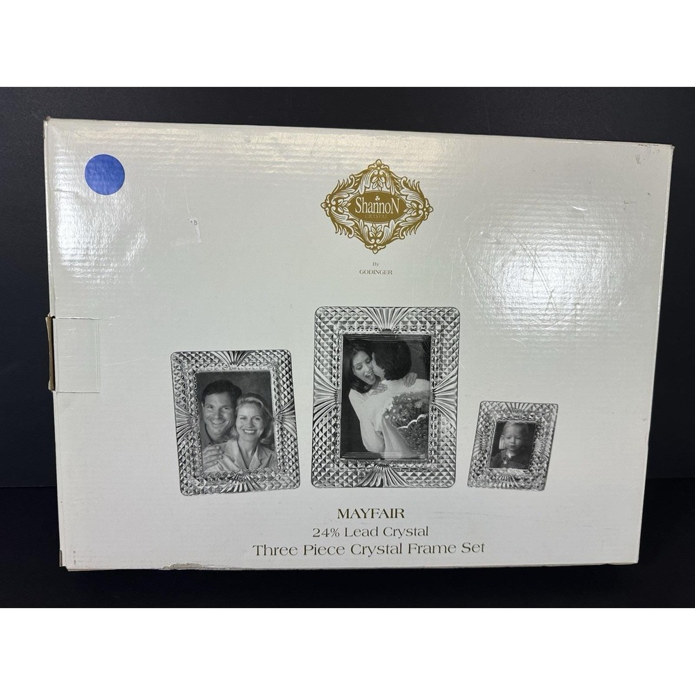 Shannon Crystal By Godinger Mayfair 3 Pc Picture/Photo Frame Set 4X6 3.5X5 2X3